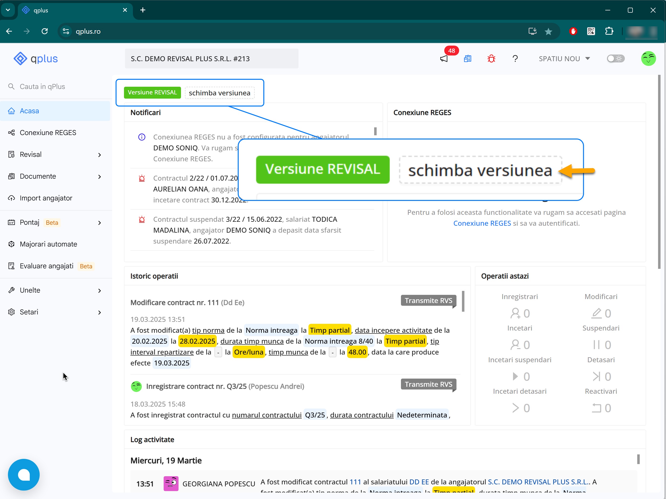 Platforma qPlus de resurse umane compatibila cu Reges Online