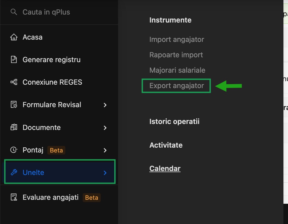 Exportul angajatorilor in format .db din platforma online de HR qplus