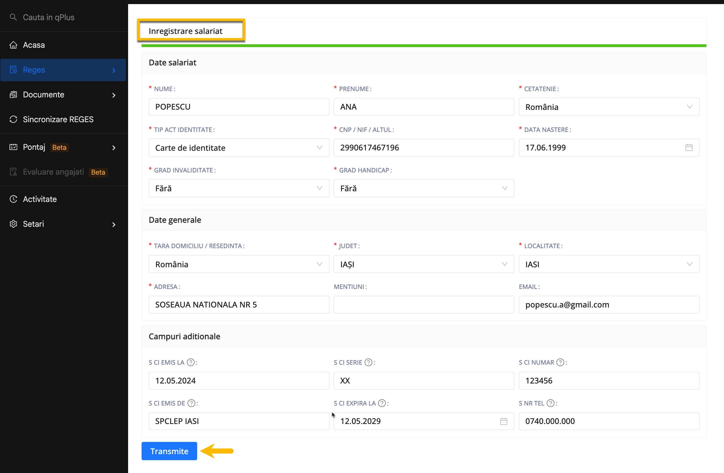 Platforma qPlus de resurse umane compatibila cu Reges Online