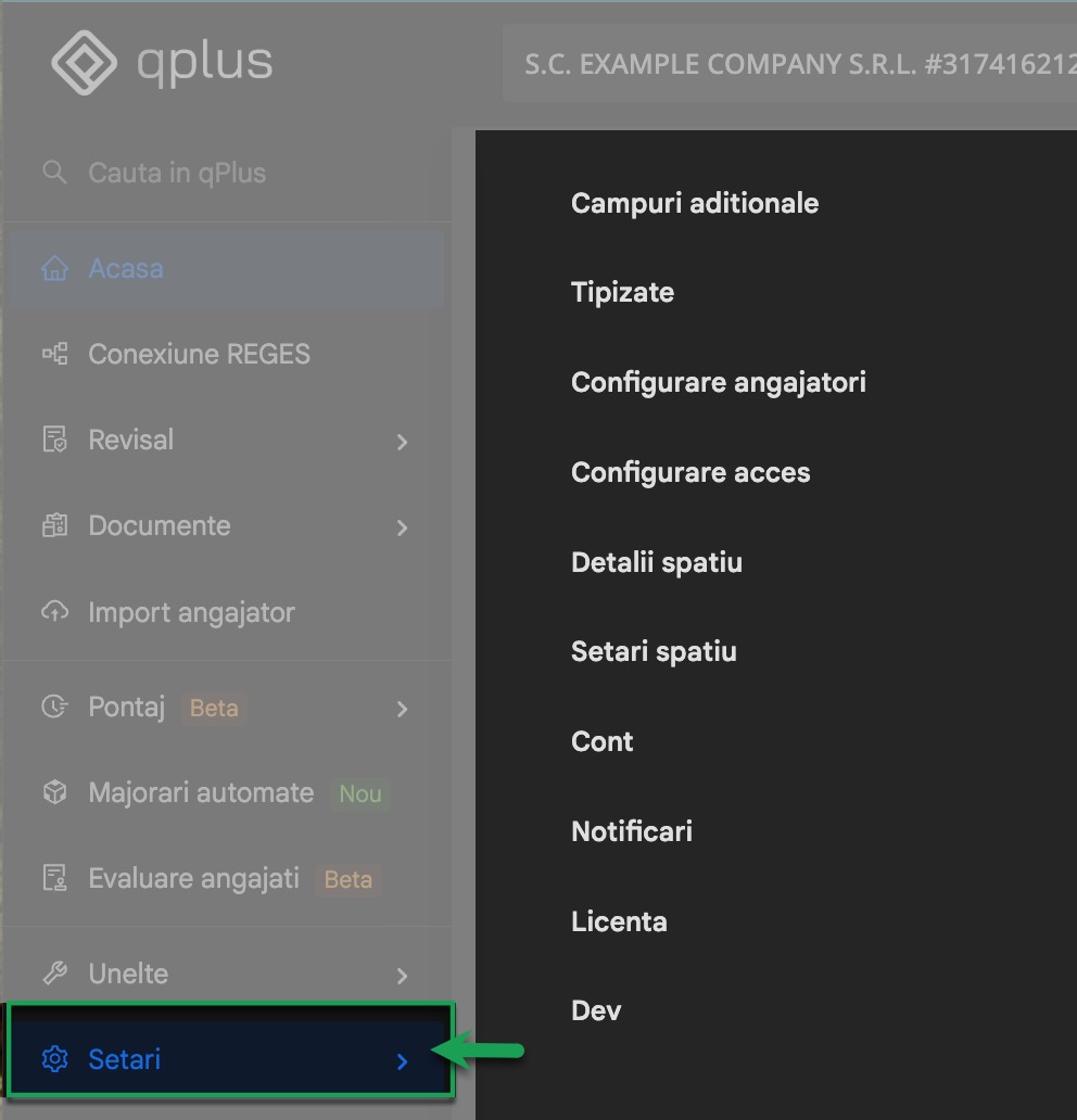 Setari qPlus pentru informatii aditionale despre salariati, contracte, anagajatori