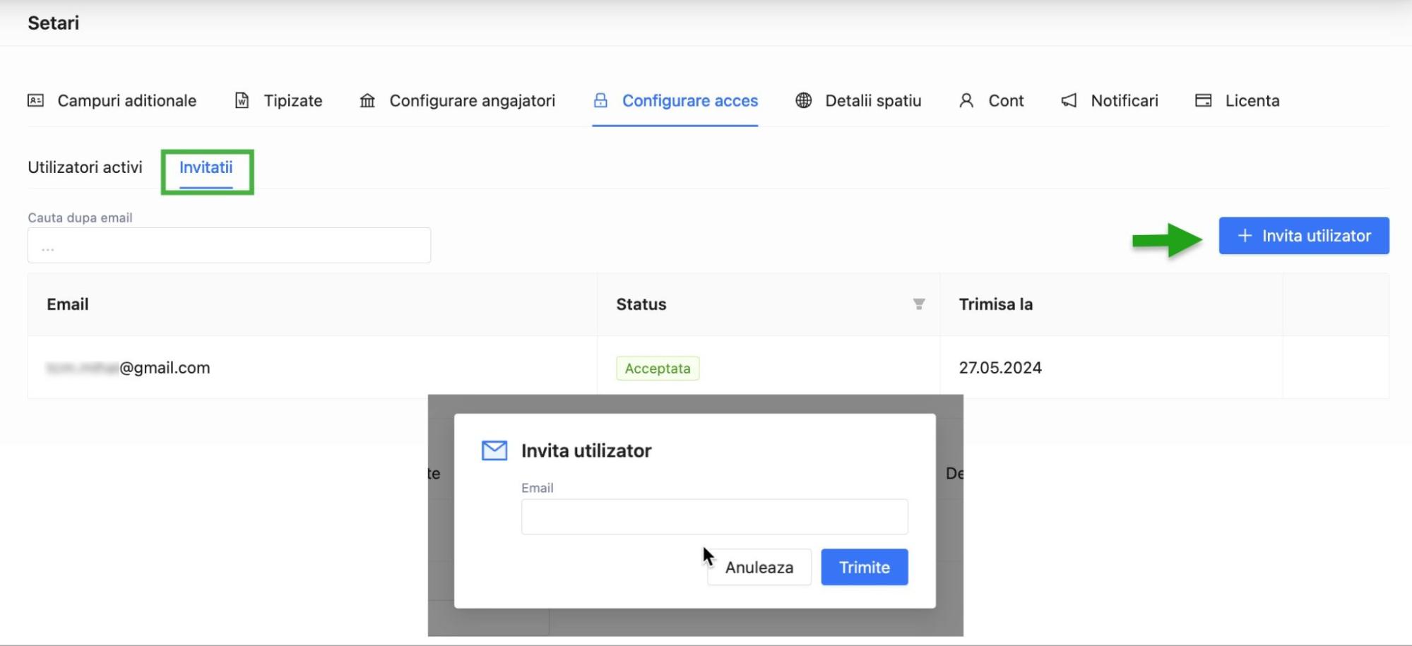 Invitarea utilizatorilor in platforma HR qPlus