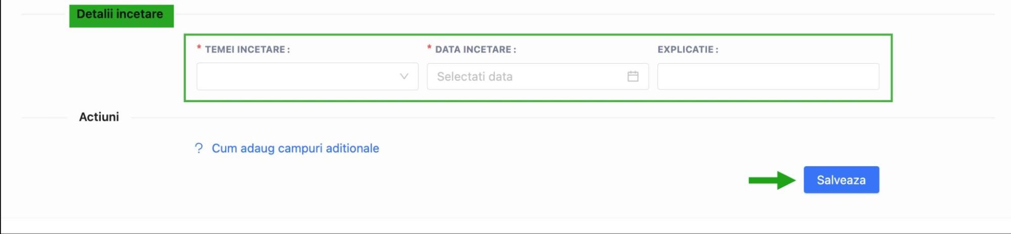 Operarea incetarii contractului de munca