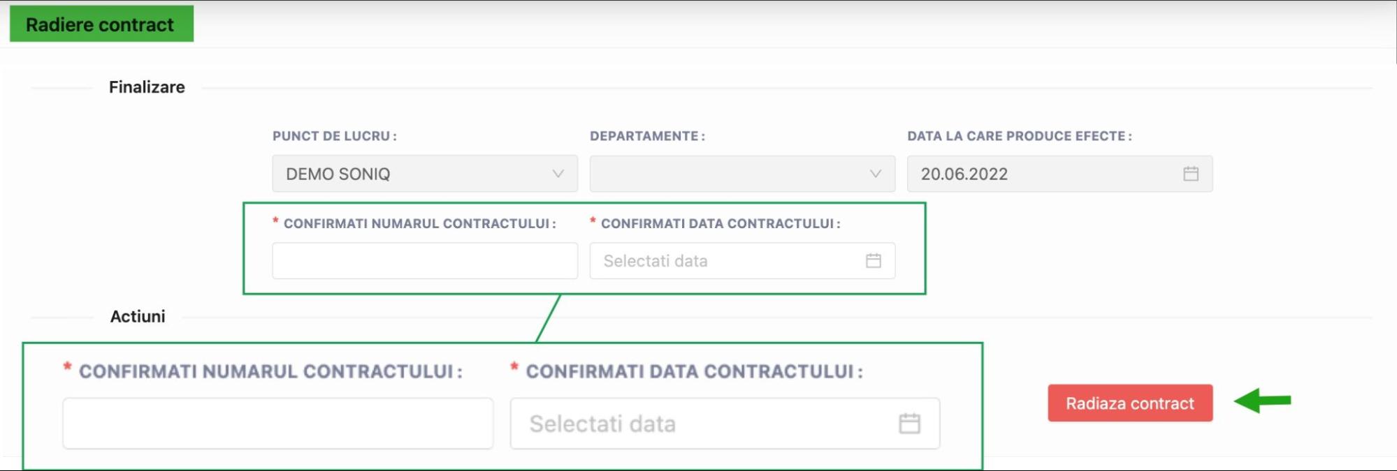 Formular pentru radierea contractului din Registrul salariatilor