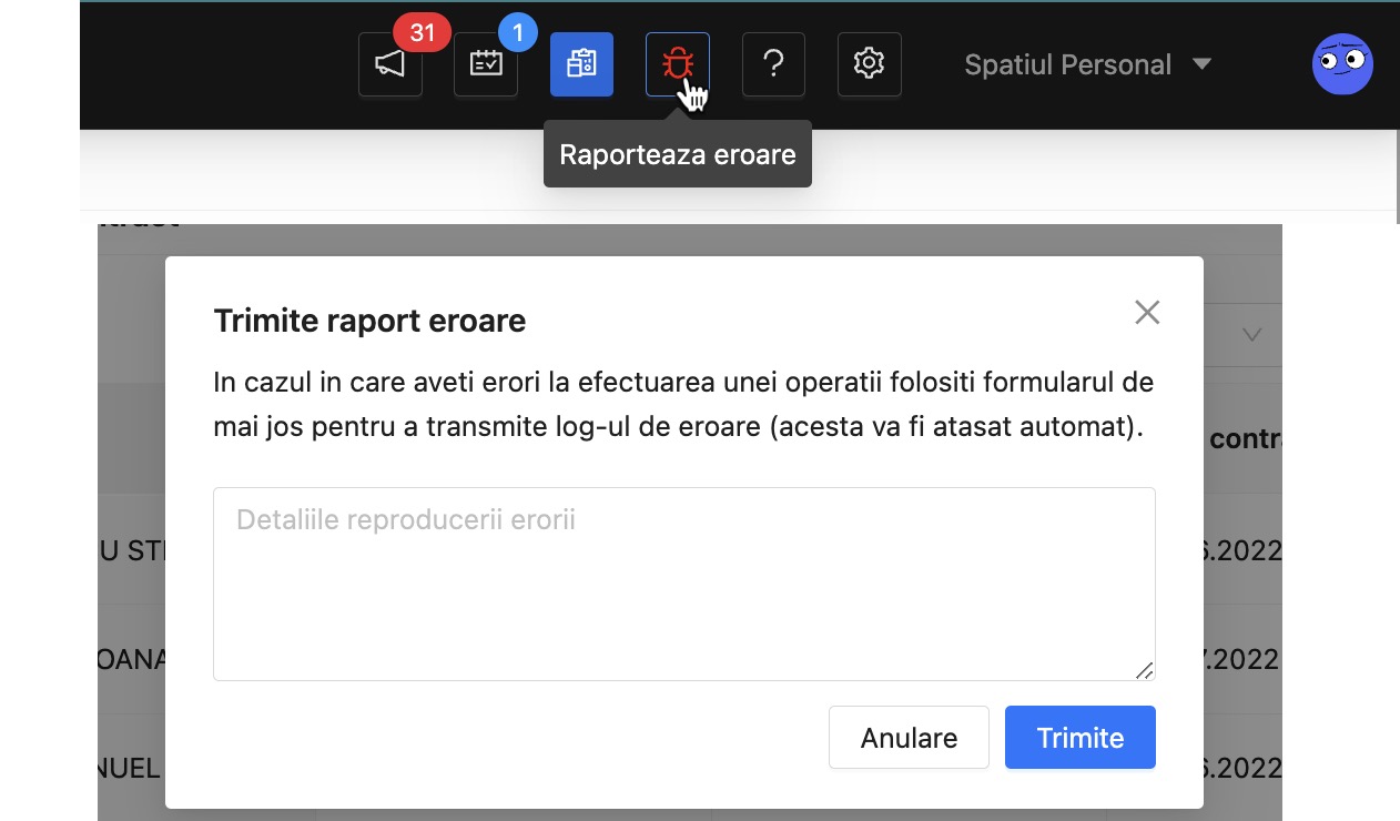 Raporteaza erori baza de date REVISAL