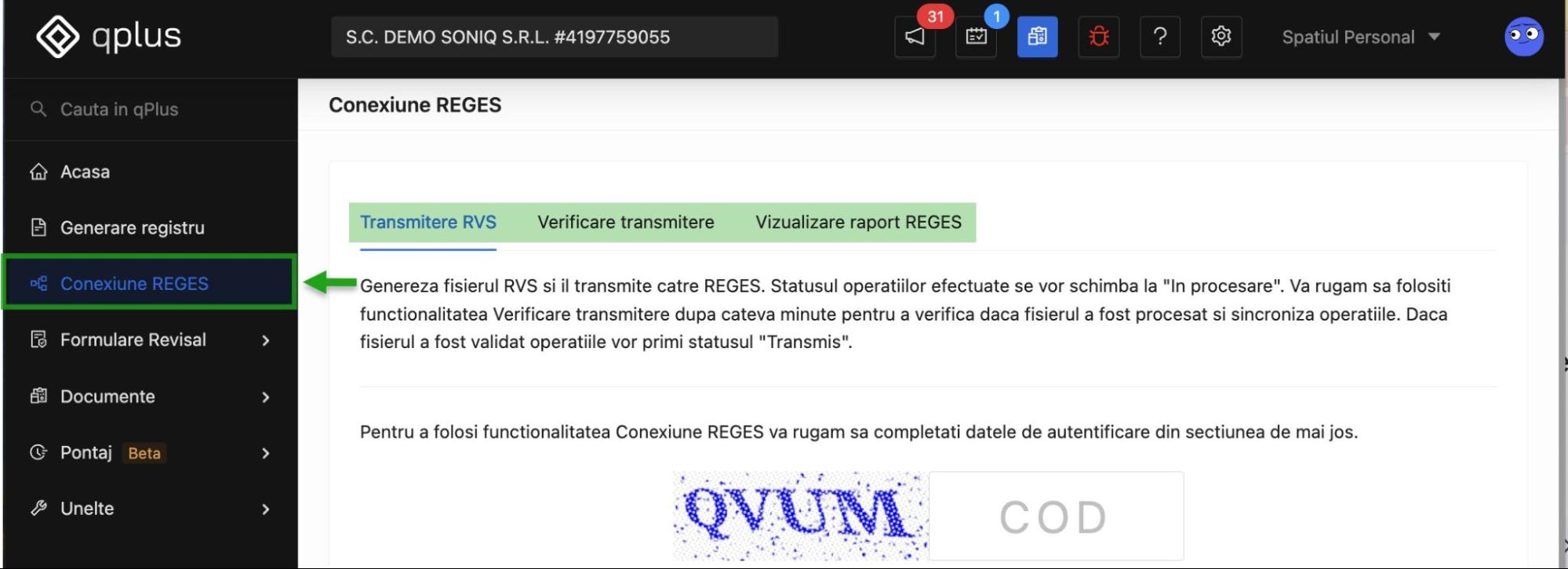 Conexiune Reges pentru transmiterea registrului de evidenta a salariatilor in format electronic catre ITM