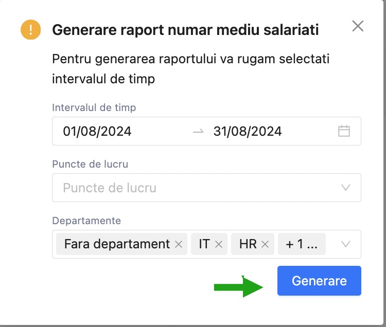 Generare raport numar mediu salariati