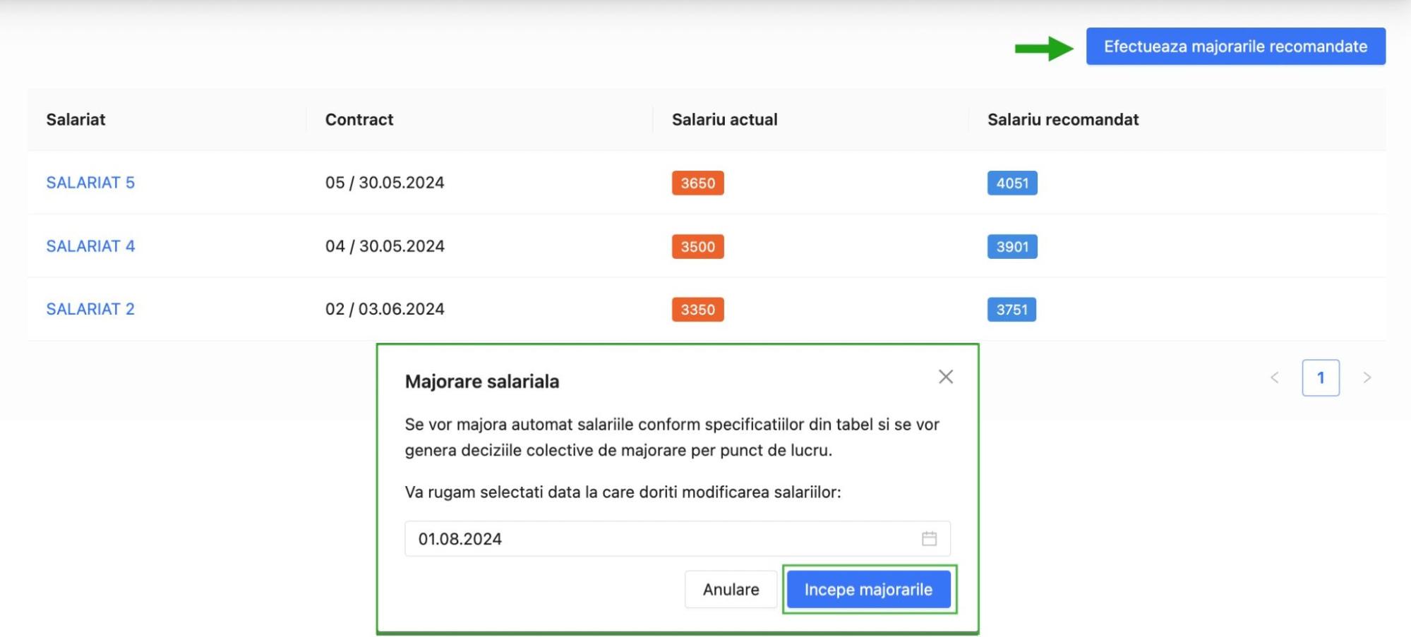 Majorari salariale operate automat in registrul de eveidenta a salariatilor