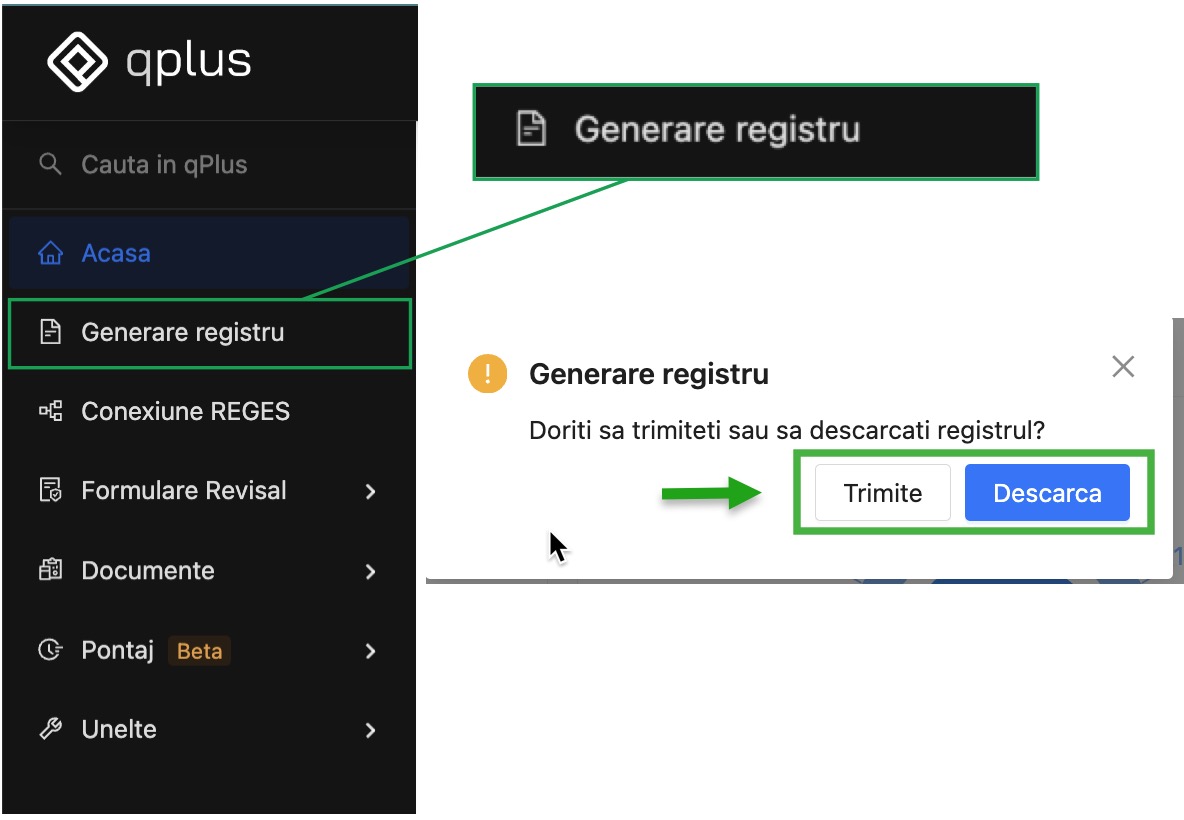 Generarea registrului .rvs pentru transmiterea catre REGES