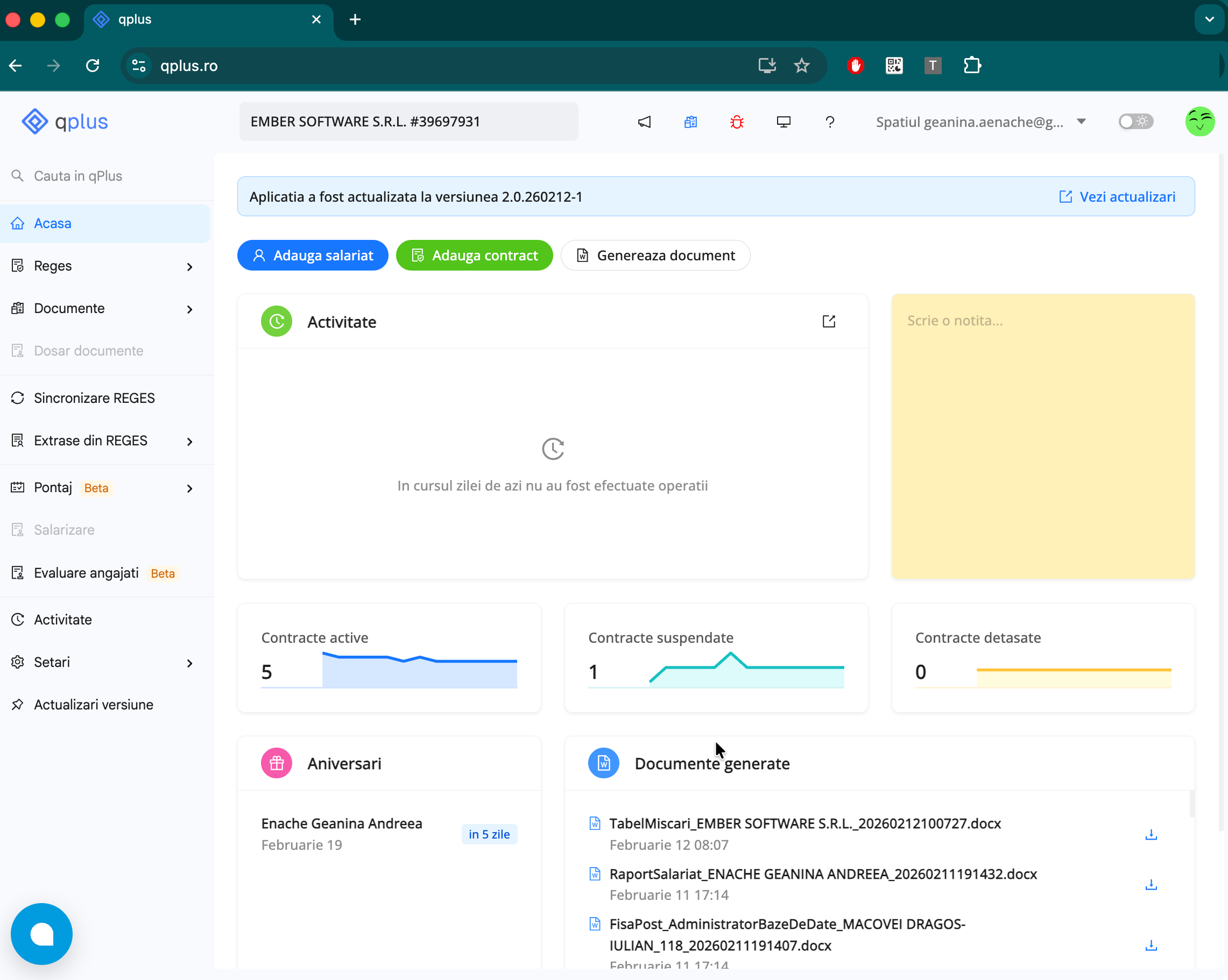 Platforma qPlus de resurse umane compatibila cu Reges Online