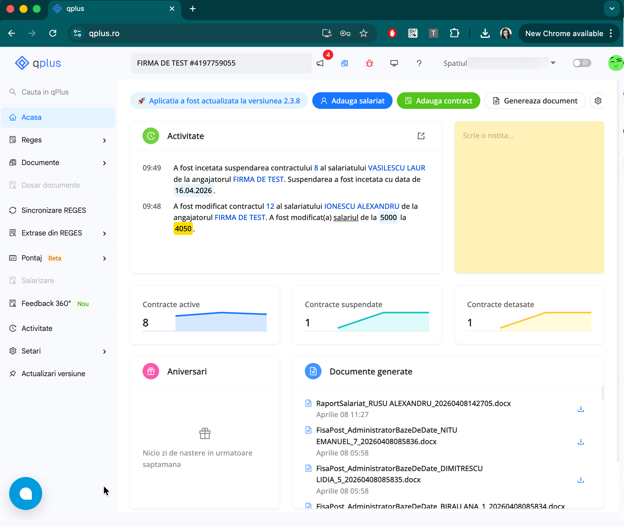 Platforma qPlus de resurse umane compatibila cu Reges Online