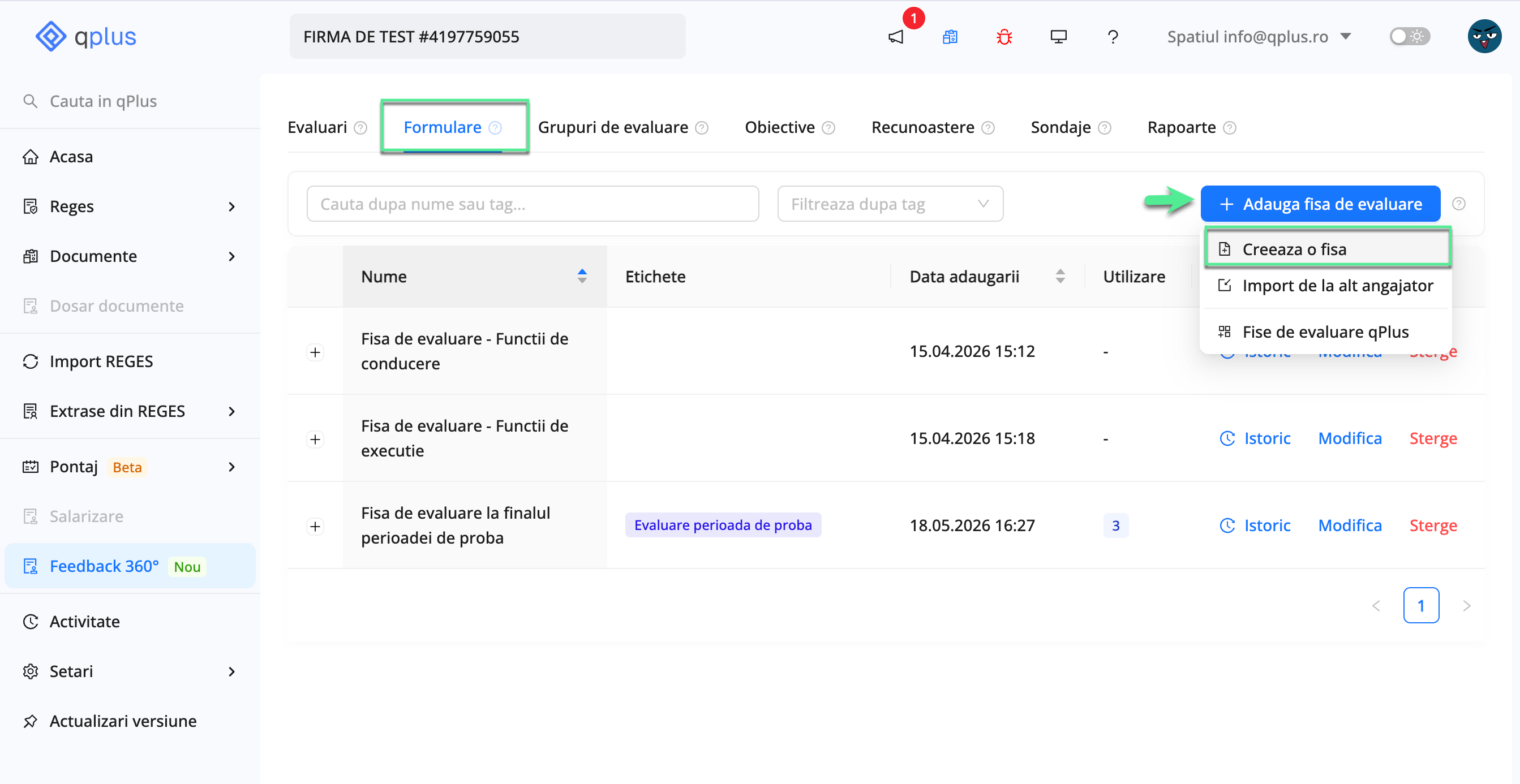 Platforma qPlus de resurse umane compatibila cu Reges Online