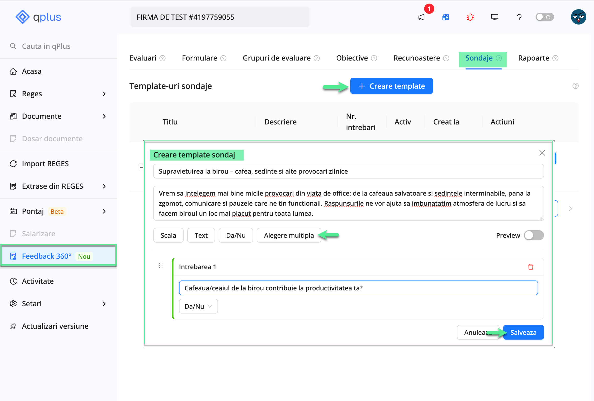 Platforma qPlus de resurse umane compatibila cu Reges Online