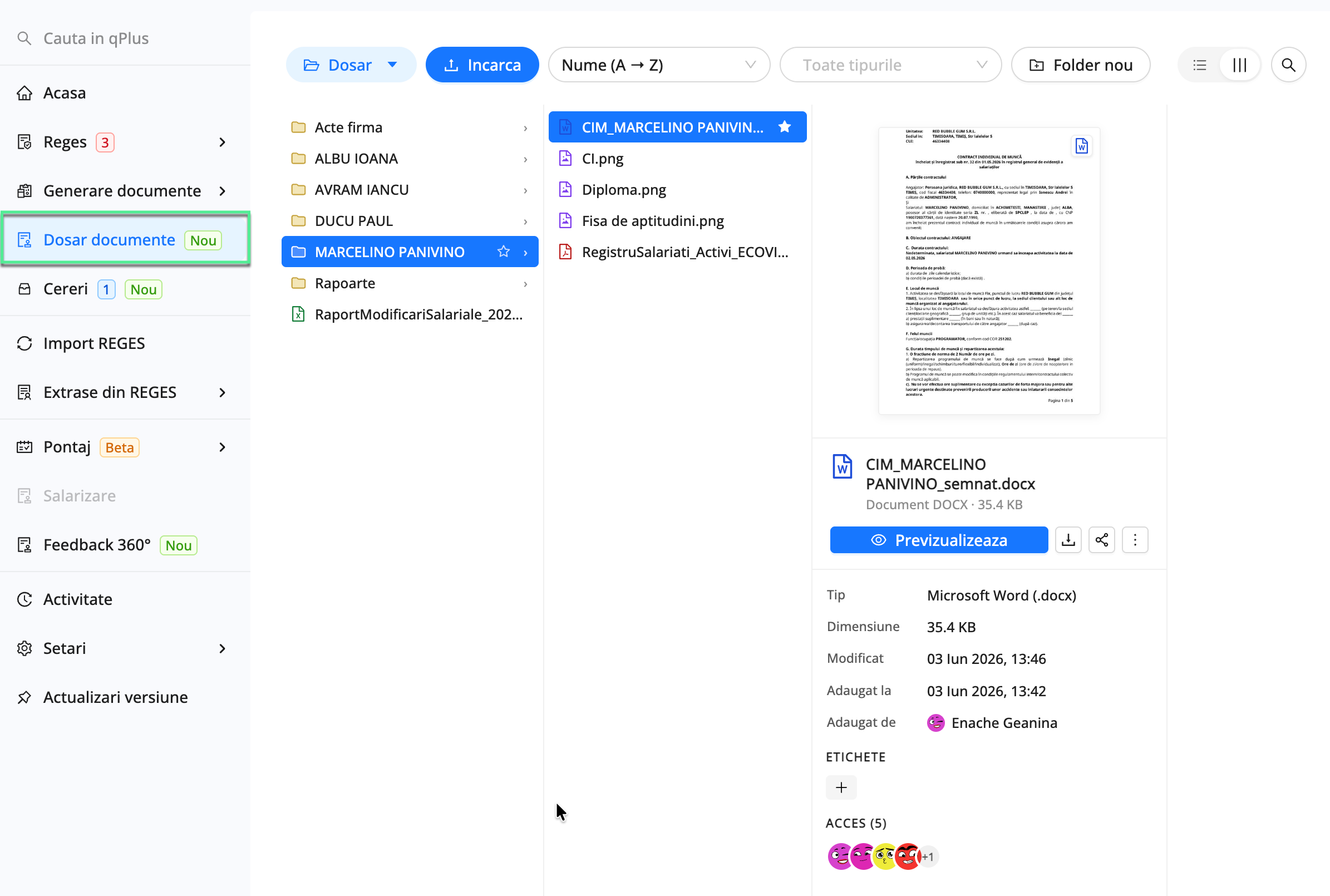 Platforma qPlus de resurse umane compatibila cu Reges Online