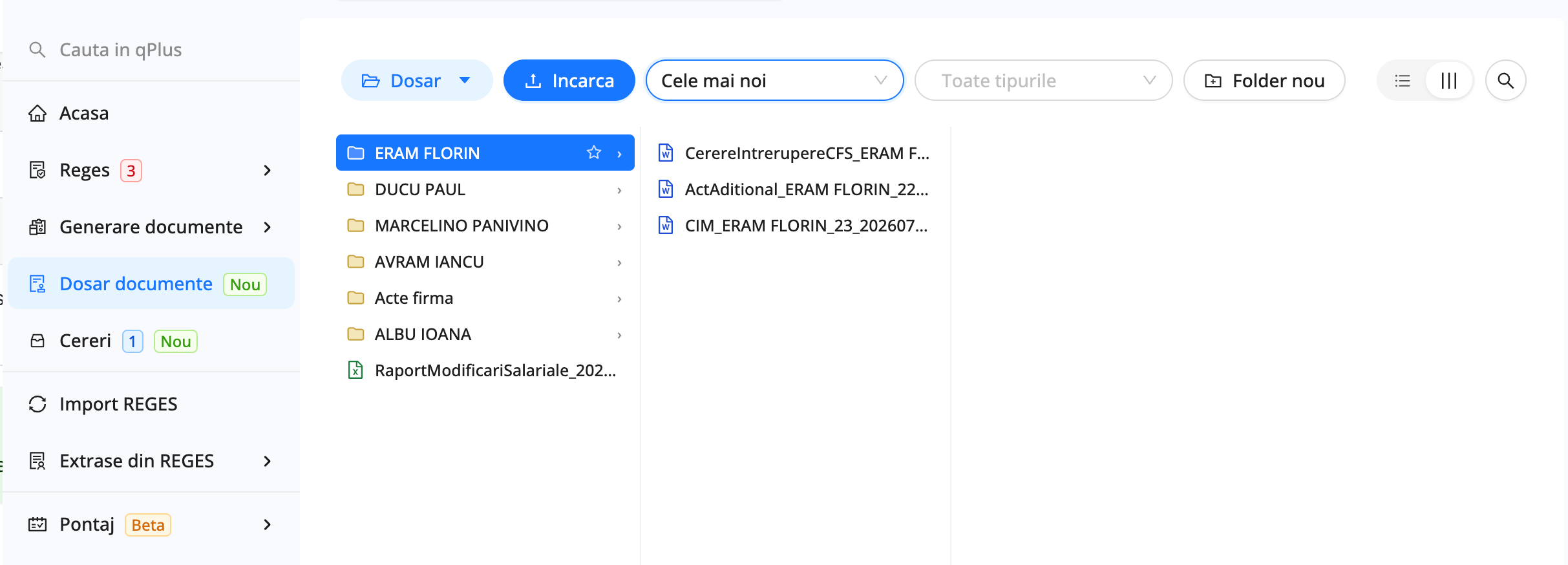 Platforma qPlus de resurse umane compatibila cu Reges Online
