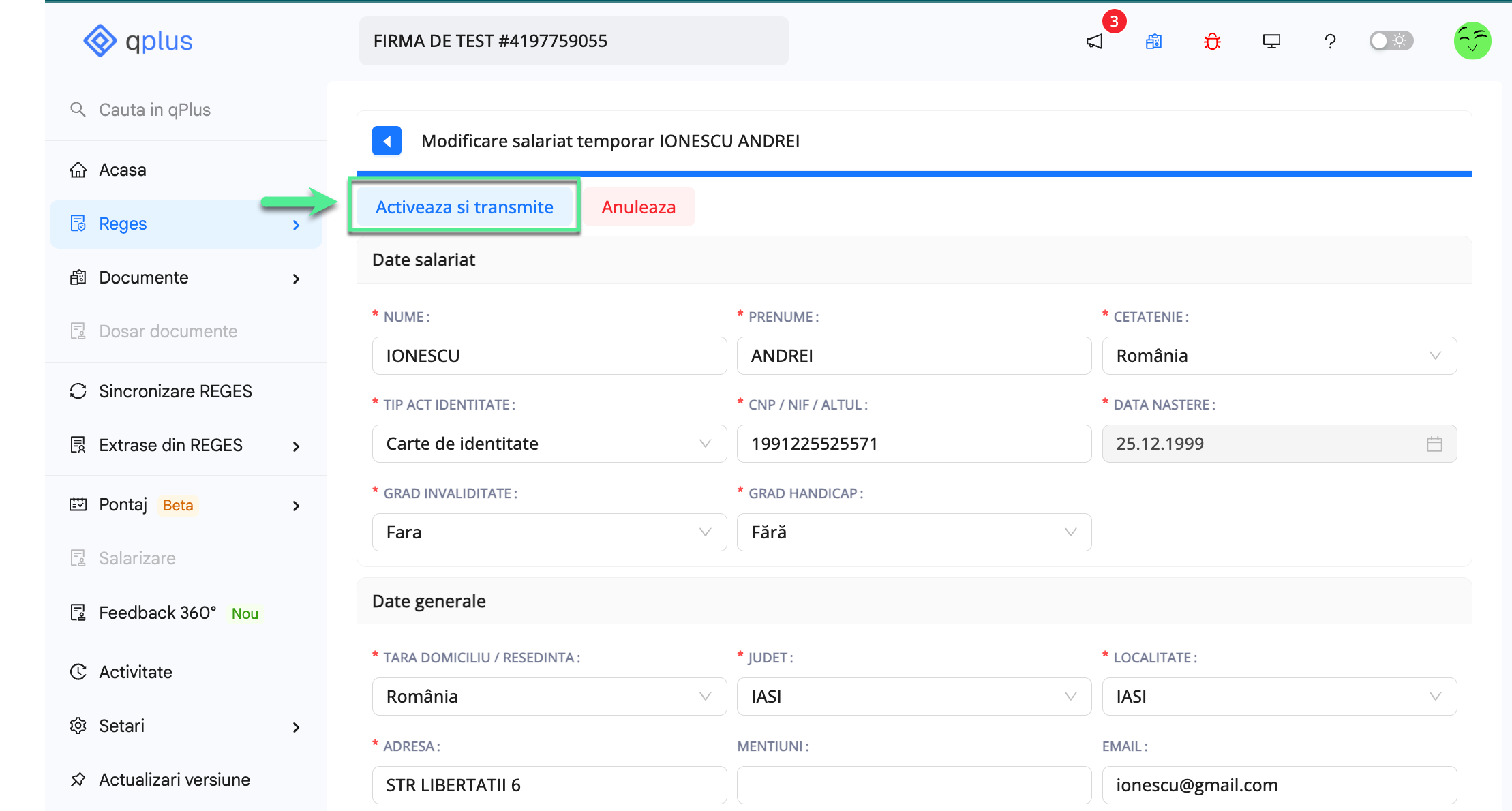 Platforma qPlus de resurse umane compatibila cu Reges Online