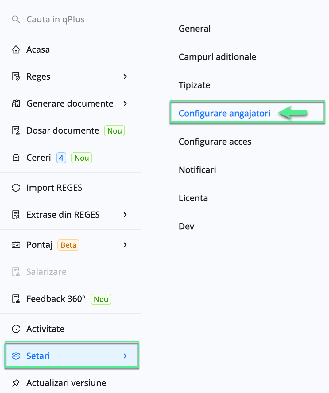 Platforma qPlus de resurse umane compatibila cu Reges Online