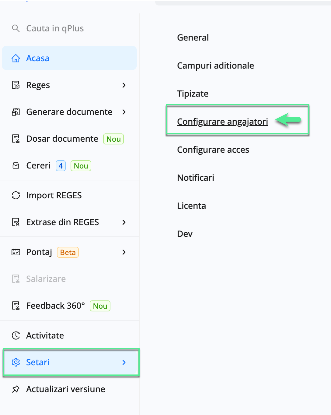 Platforma qPlus de resurse umane compatibila cu Reges Online