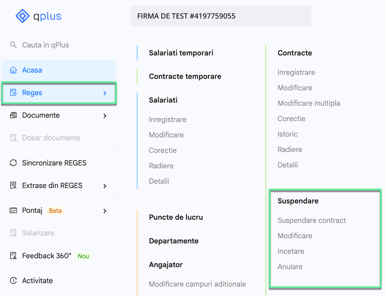 Platforma qPlus de resurse umane compatibila cu Reges Online